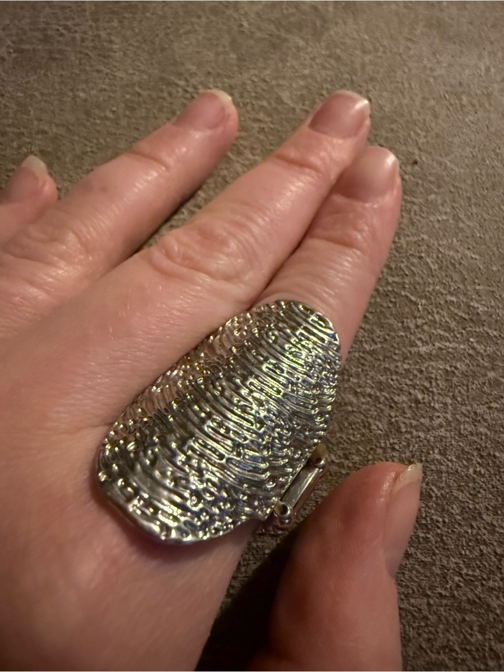 Silver Textured Statement Ring - Women's Fashion Accessory